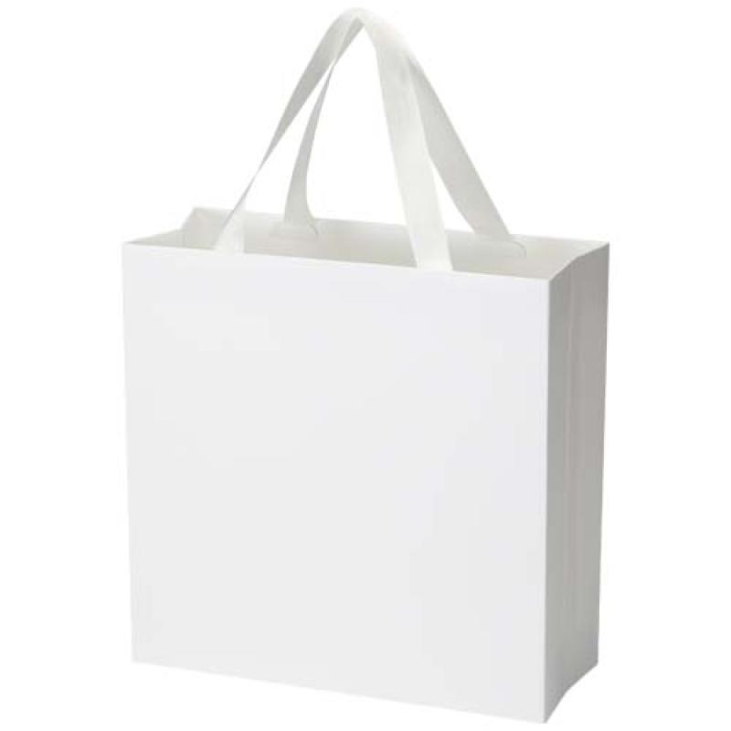 Bolsa de papel Smartfold de 230 g/m² con asas de cinta y laminado mate - 31 x 12 x 31 cm