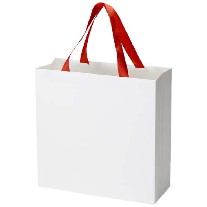 Bolsa de papel Smartfold de 230 g/m² con asas de cinta y laminado mate - 31 x 12 x 31 cm