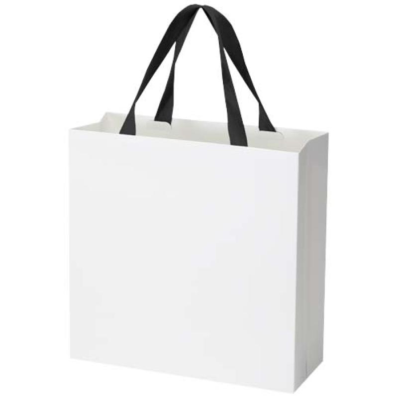 Bolsa de papel Smartfold de 230 g/m² con asas de cinta y laminado mate - 31 x 12 x 31 cm