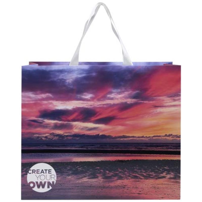 Bolsa de papel Smartfold de 230 g/m² con asas de cinta y laminado mate - 42 x 12 x 35 cm