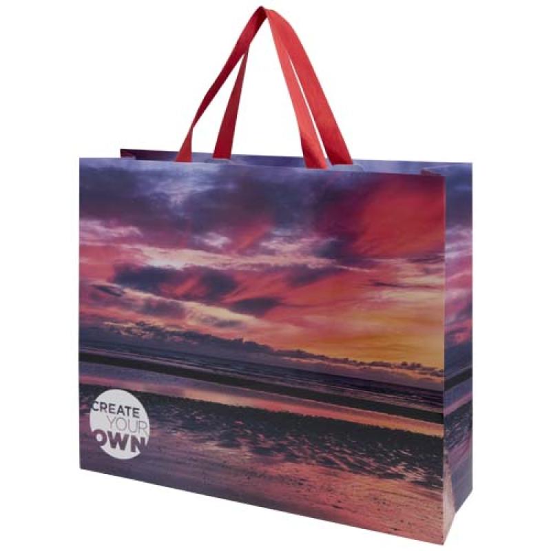 Bolsa de papel Smartfold de 230 g/m² con asas de cinta y laminado mate - 42 x 12 x 35 cm