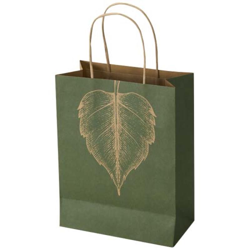 Bolsa de papel Kraft de 120 g/m² con asas trenzadas - 18 x 9 x 23 cm