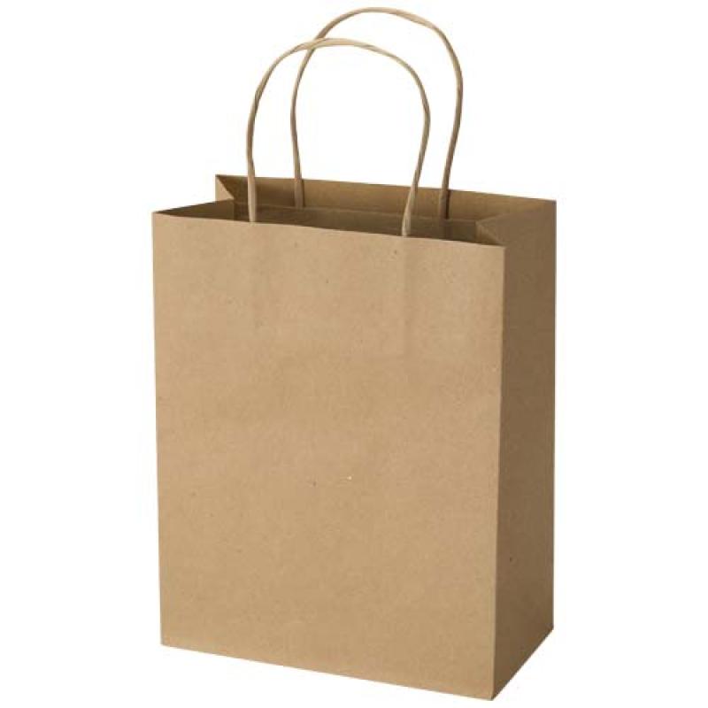 Bolsa de papel Kraft de 120 g/m² con asas trenzadas - 18 x 9 x 23 cm