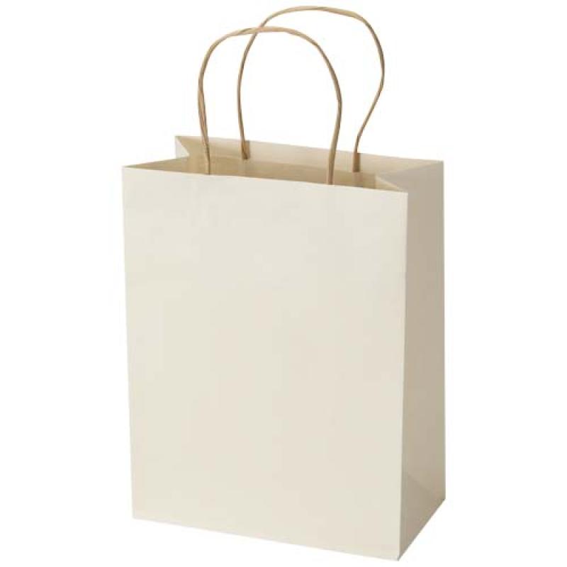 Bolsa de papel reciclado de uso agrícola, 150 g/m², con asas trenzadas - 18 x 9 x 23 cm