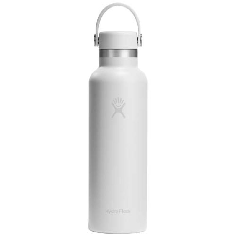 Botella de agua Hydra Flask de acero inoxidable con aislamiento térmico, boca estándar, 621 ml, con tapón con pajita