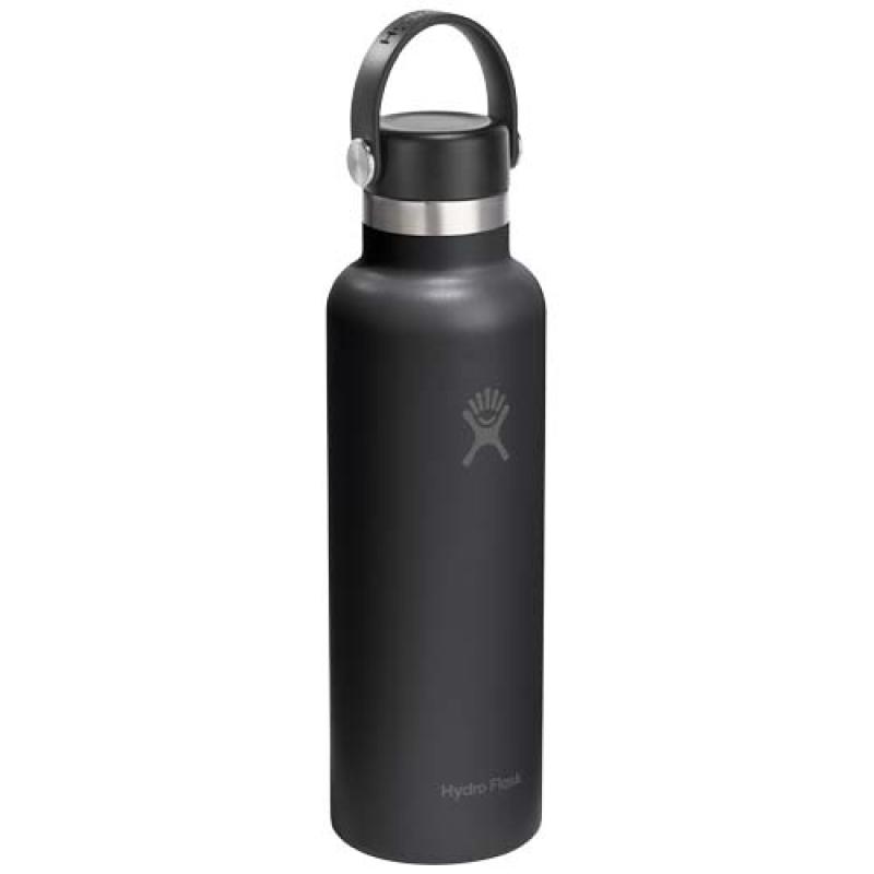 Botella de agua Hydra Flask de acero inoxidable con aislamiento térmico, boca estándar, 621 ml, con tapón con pajita