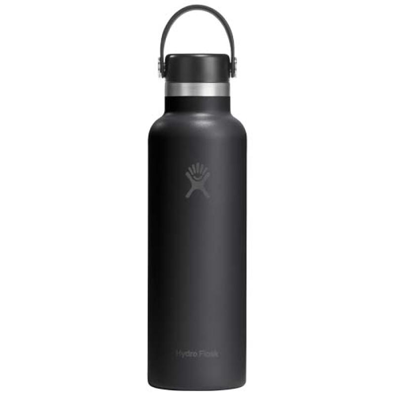 Botella de agua Hydra Flask de acero inoxidable con aislamiento térmico, boca estándar, 621 ml, con tapón con pajita