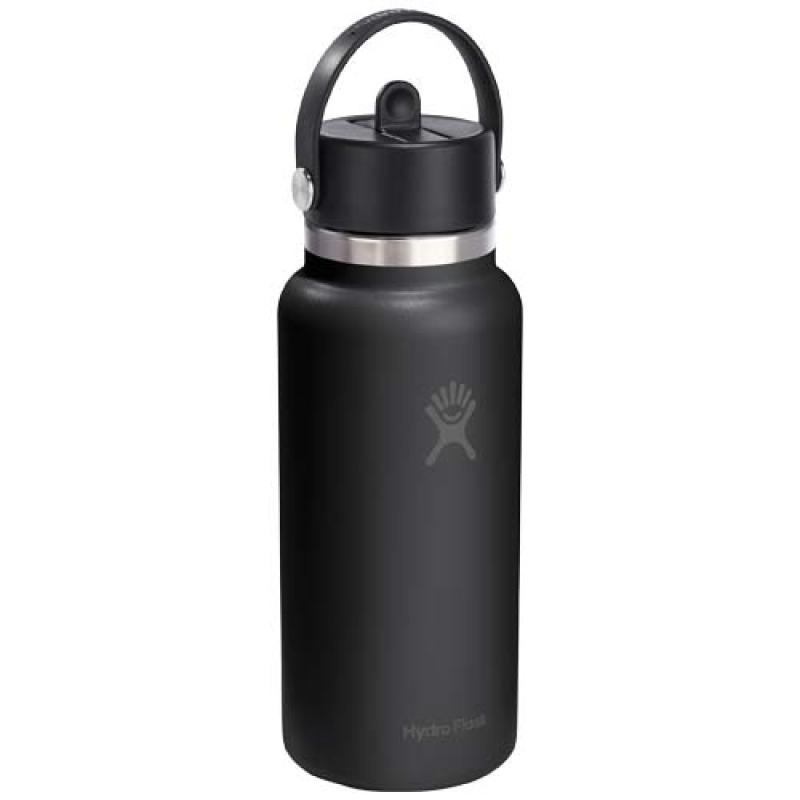 Botella de agua Hydro Flask de acero inoxidable con aislamiento térmico y boca ancha de 946 ml, con tapón con pajita