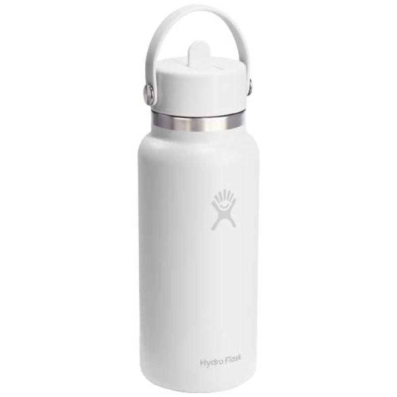 Botella de agua Hydro Flask de acero inoxidable con aislamiento térmico y boca ancha de 946 ml, con tapón con pajita