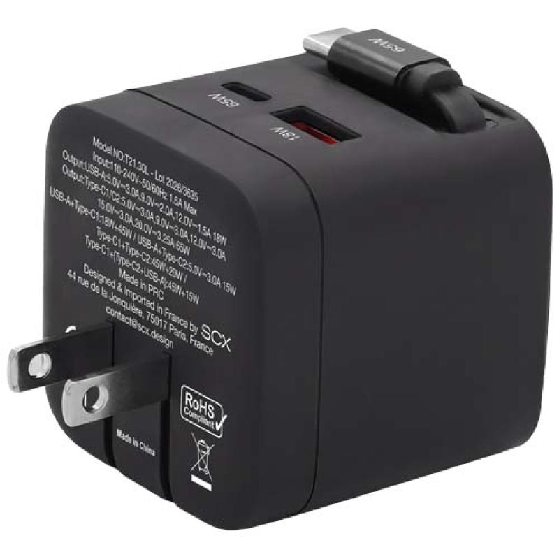 Adaptador de viaje SCX.design T21 de 65 W