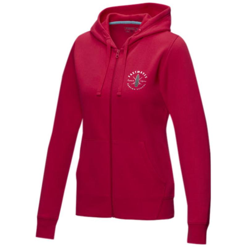 Sudadera con capucha y cremallera completa de GRS reciclado orgánico GOTS para mujer "Ruby"