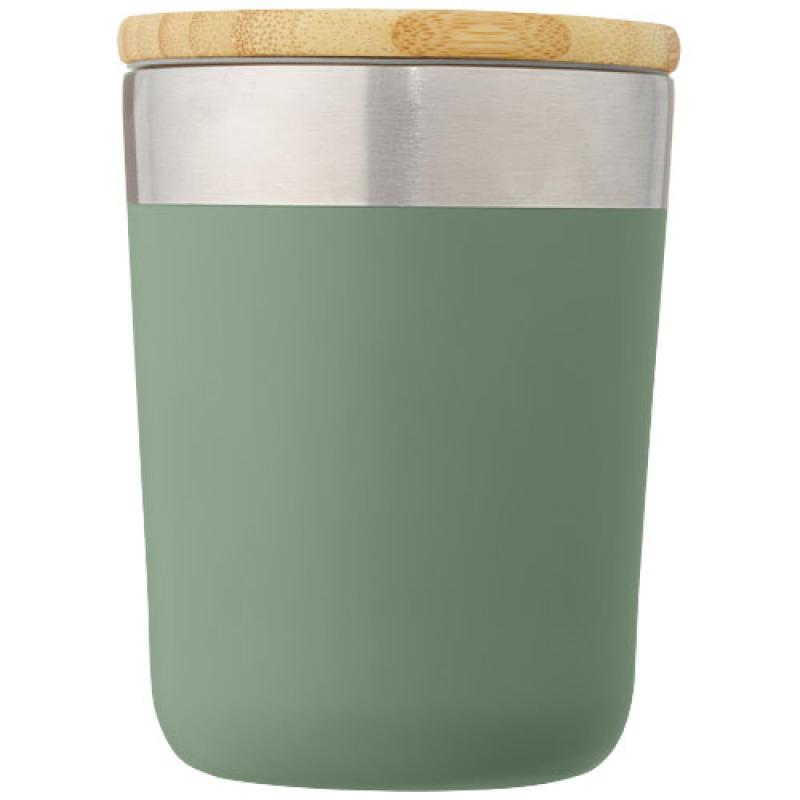 Vaso de 300 ml de acero inoxidable con aislamiento al vacío de cobre y tapa de bambú "Lagan"