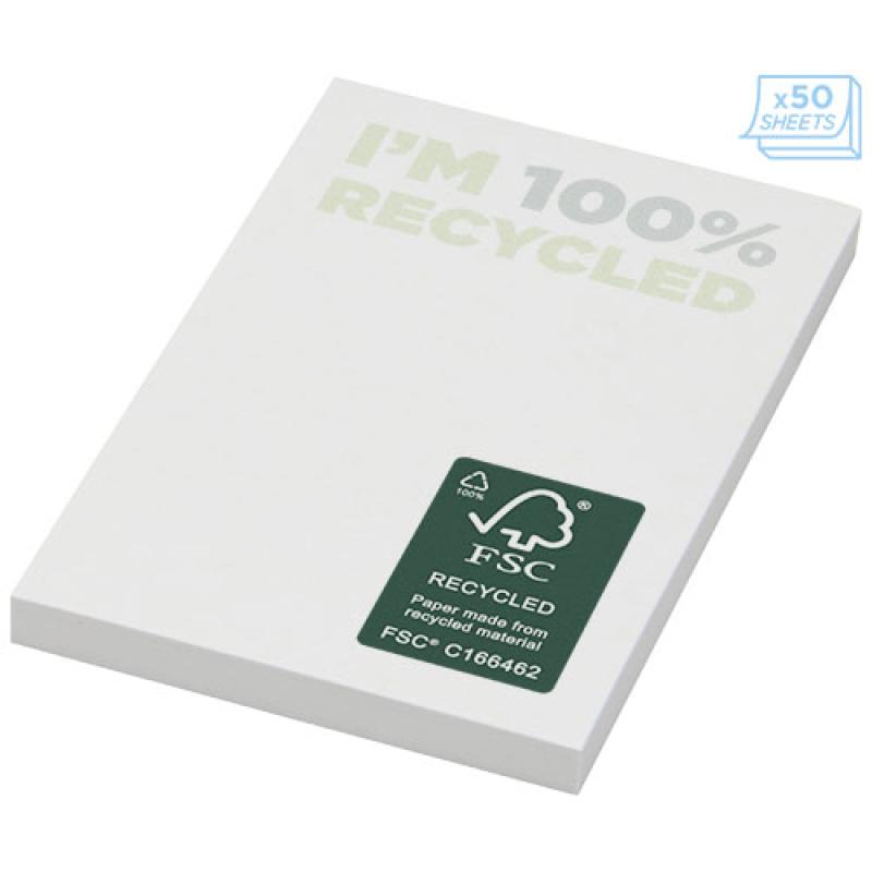 Bloc de notas adhesivas de papel reciclado de 50 x 75 mm "Sticky-Mate®"