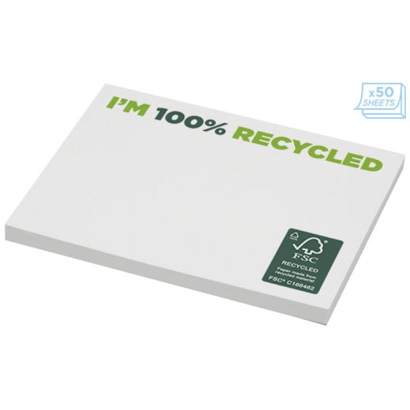 Bloc de notas adhesivas de papel reciclado de 100 x 75 mm "Sticky-Mate®"