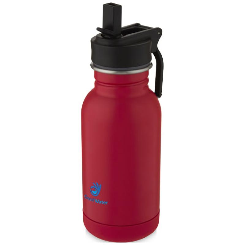 Bidón deportivo de acero inoxidable de 400 ml con pajita y enganche "Lina"