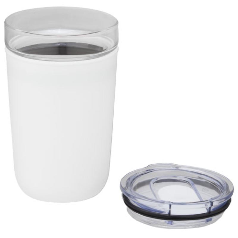 Vaso de vidrio de 420 ml con pared exterior de plástico reciclado "Bello"