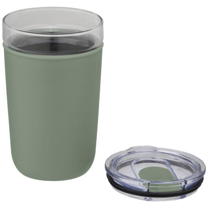 Vaso de vidrio de 420 ml con pared exterior de plástico reciclado "Bello"