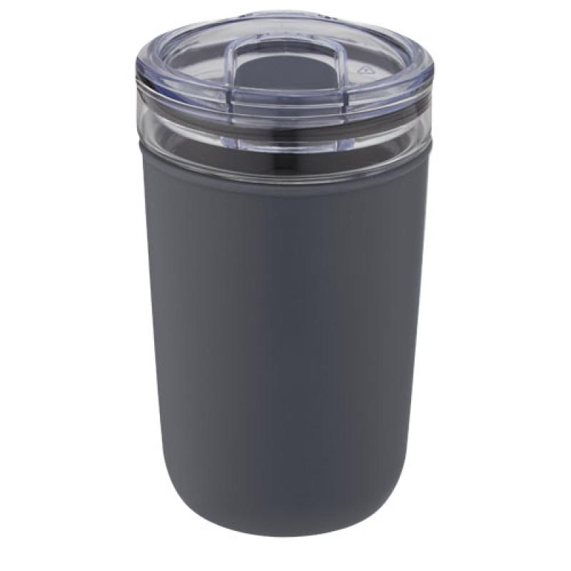 Vaso de vidrio de 420 ml con pared exterior de plástico reciclado "Bello"