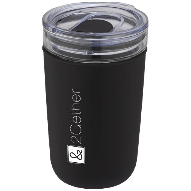 Vaso de vidrio de 420 ml con pared exterior de plástico reciclado "Bello"