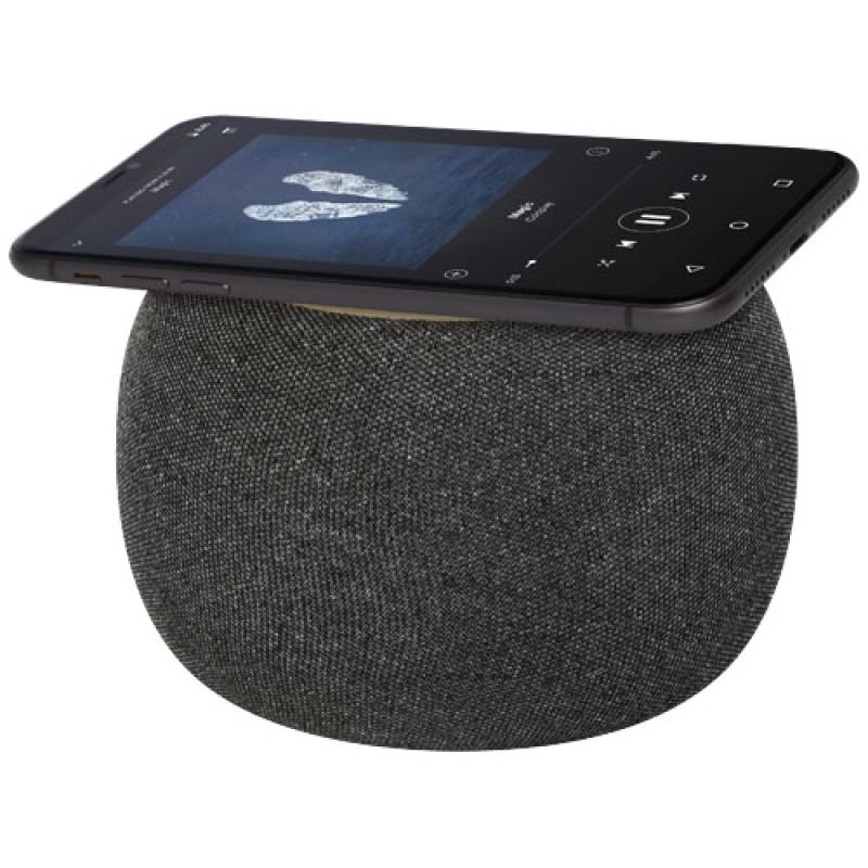 Altavoz de bambú/RPET Bluetooth® y base de carga inalámbrica "Ecofiber"