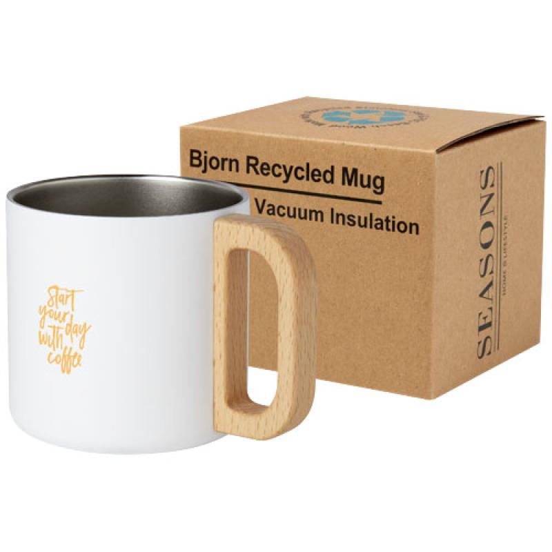 Taza de acero inoxidable reciclado con certificado RCS con aislamiento de cobre de 360 ml "Bjorn"