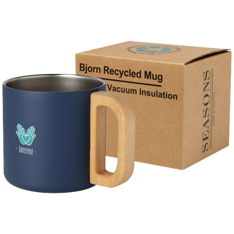 Taza de acero inoxidable reciclado con certificado RCS con aislamiento de cobre de 360 ml "Bjorn"