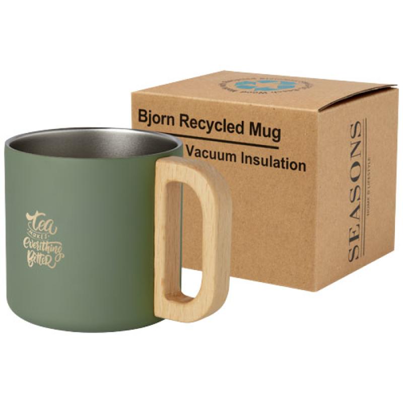 Taza de acero inoxidable reciclado con certificado RCS con aislamiento de cobre de 360 ml "Bjorn"