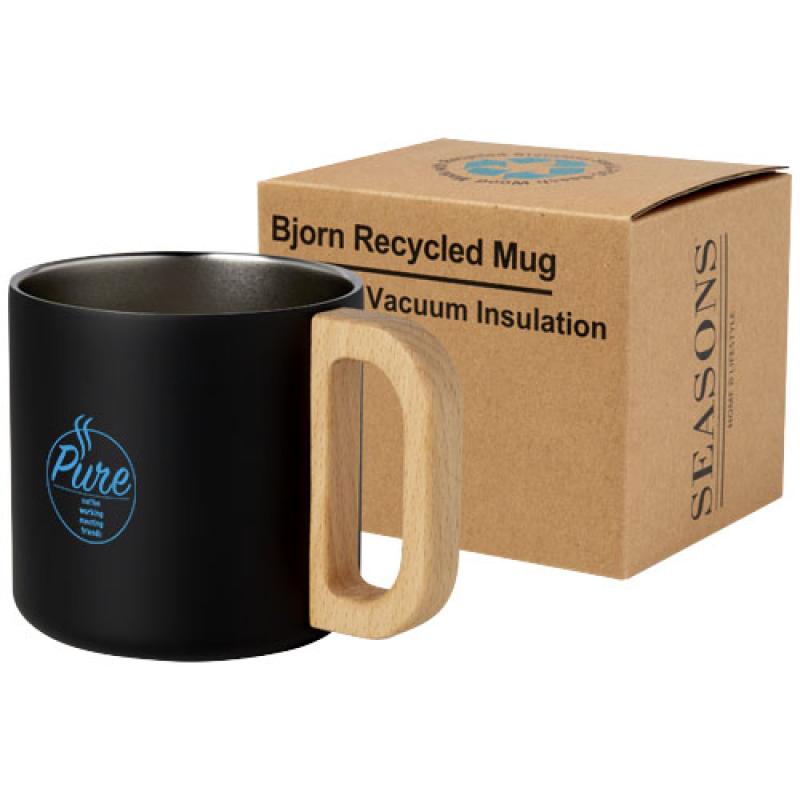 Taza de acero inoxidable reciclado con certificado RCS con aislamiento de cobre de 360 ml "Bjorn"