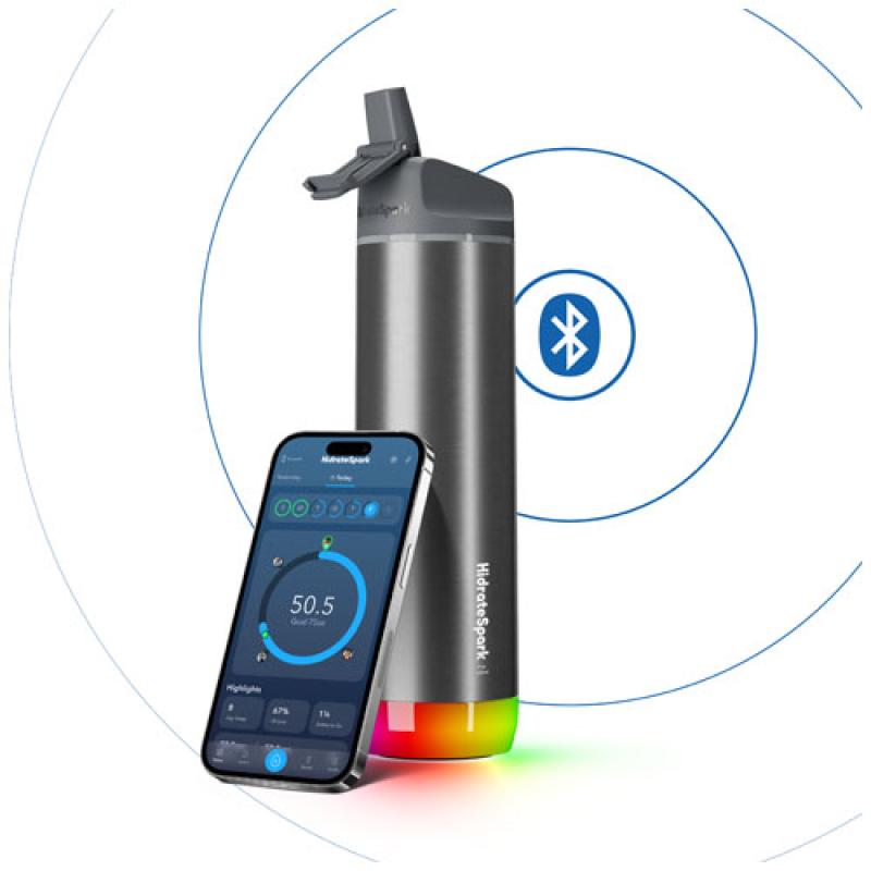 Bidón inteligente de acero inoxidable con aislamiento al vacío de 620 ml  "HidrateSpark® PRO"