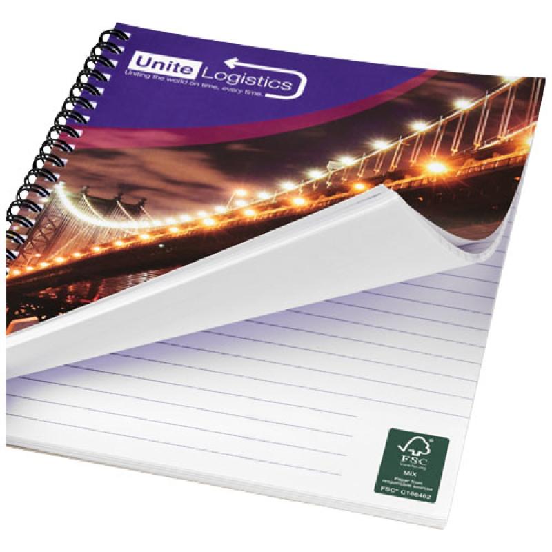 Cuaderno con espiral A5 con cubierta impresa "Desk-Mate®"