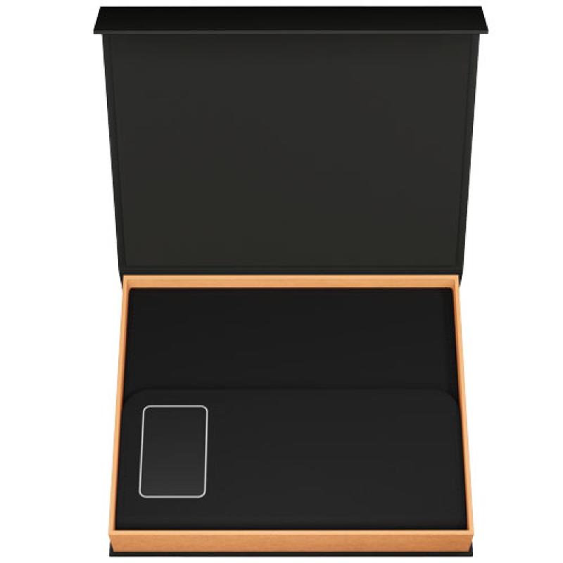 Libreta A5 con batería externa inalámbrica de 5 W y 4000 mAh y logotipo retroiluminado "SCX.design O18"