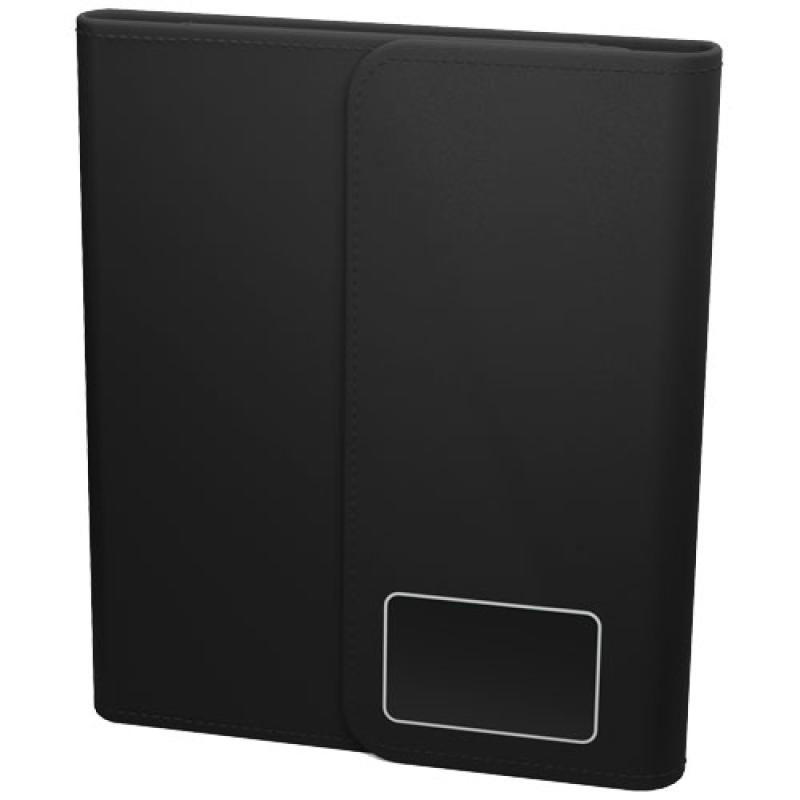 Libreta A5 con batería externa inalámbrica de 5 W y 4000 mAh y logotipo retroiluminado "SCX.design O18"