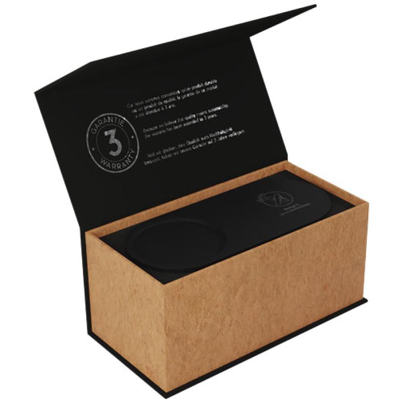 Base de carga inalámbrica con logotipo retroiluminado de 10 W y soporte para lápices de bambú "SCX.design W17"