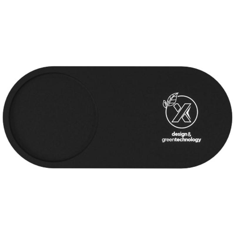 Base de carga inalámbrica con logotipo retroiluminado de 10 W y soporte para lápices de bambú "SCX.design W17"