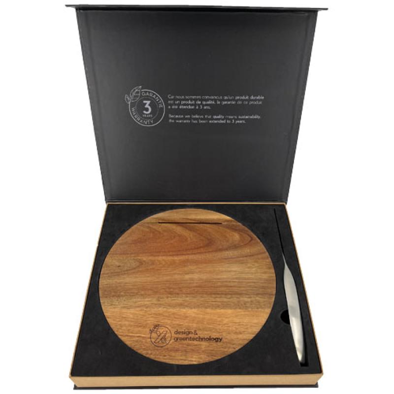 Set de tabla de cortar de madera y cuchillo "SCX.design K03"