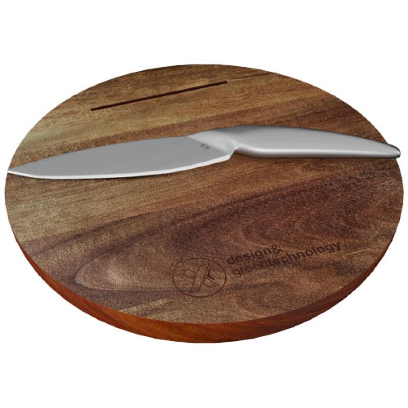 Set de tabla de cortar de madera y cuchillo "SCX.design K03"