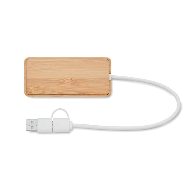 HUB USB de 3 puertos de bambú