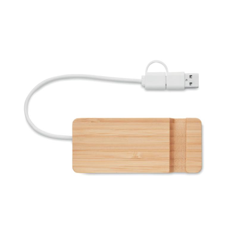 HUB USB de 4 puertos de bambú