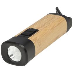 Linterna de plástico reciclado con mosquetón de bambú/RCS "Kuma"