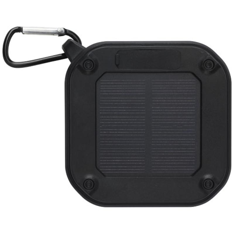 Altavoz solar Bluetooth IPX5 de 3W con mosquetón en plástico reciclado con certificación RCS "Solo"