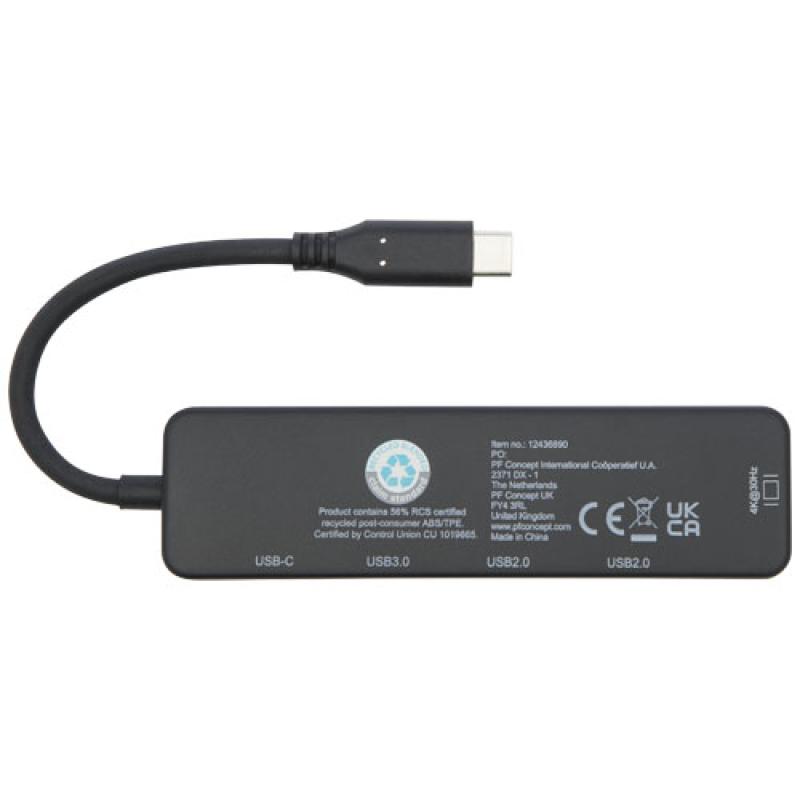 USB 2.0-3.0 con adaptador multimedia de plástico reciclado con puerto HDMI y certificación RCS  "Loop"