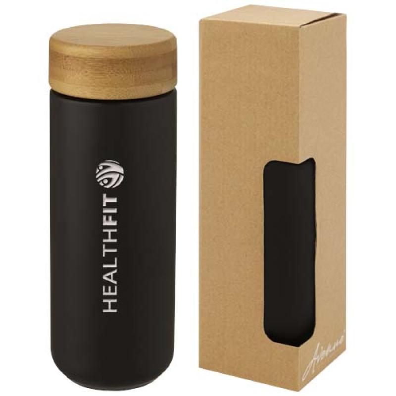 Vaso de cerámica de 300 ml con tapa de bambú "Lumi"
